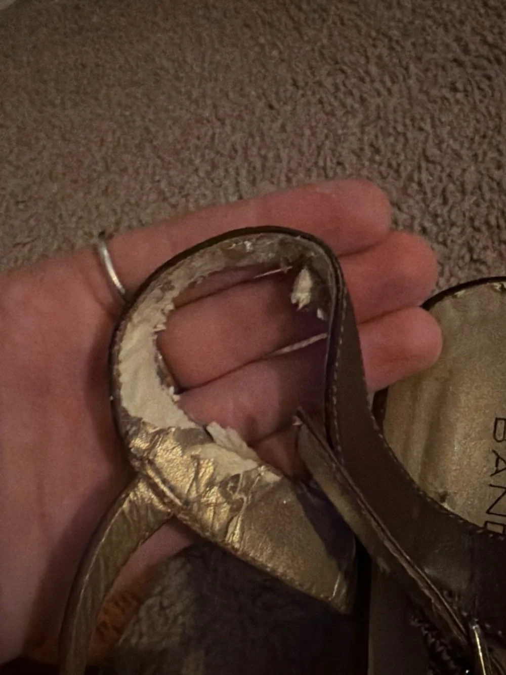 Bandolino Brown and Gold Wedge Sandals